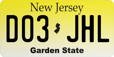 NJ license plate D03JHL