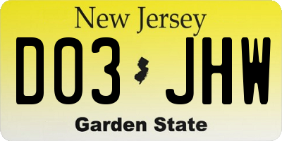 NJ license plate D03JHW