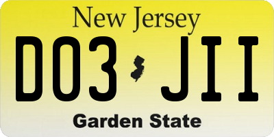 NJ license plate D03JII