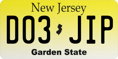 NJ license plate D03JIP