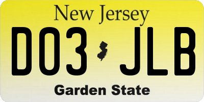 NJ license plate D03JLB