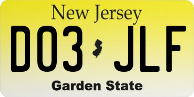 NJ license plate D03JLF