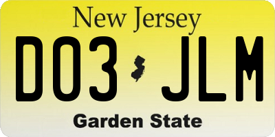 NJ license plate D03JLM