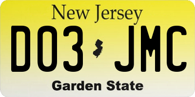 NJ license plate D03JMC