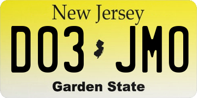 NJ license plate D03JMO