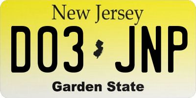 NJ license plate D03JNP
