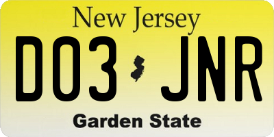 NJ license plate D03JNR