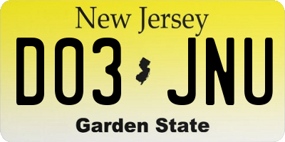 NJ license plate D03JNU