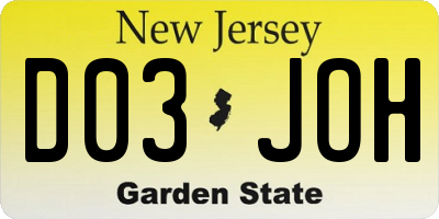 NJ license plate D03JOH