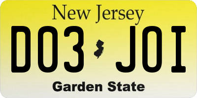 NJ license plate D03JOI