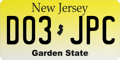 NJ license plate D03JPC