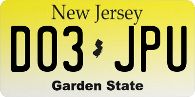 NJ license plate D03JPU