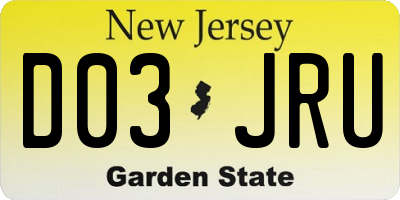 NJ license plate D03JRU