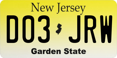 NJ license plate D03JRW