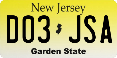 NJ license plate D03JSA