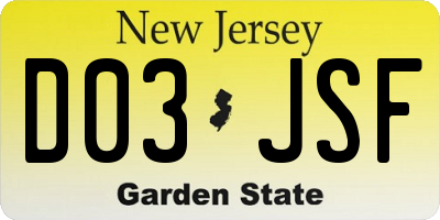 NJ license plate D03JSF