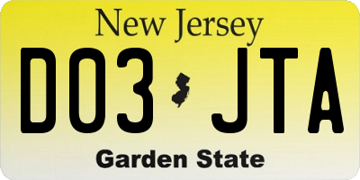NJ license plate D03JTA