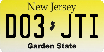 NJ license plate D03JTI