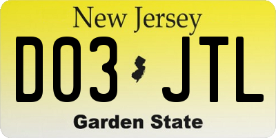 NJ license plate D03JTL