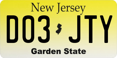 NJ license plate D03JTY