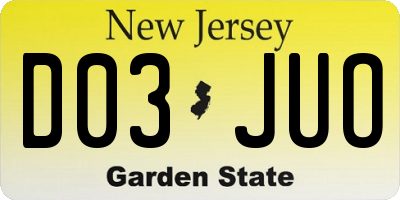 NJ license plate D03JUO