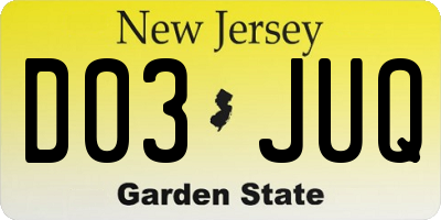 NJ license plate D03JUQ