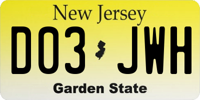NJ license plate D03JWH
