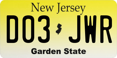 NJ license plate D03JWR