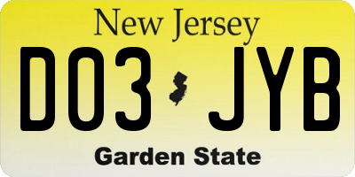 NJ license plate D03JYB