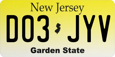 NJ license plate D03JYV