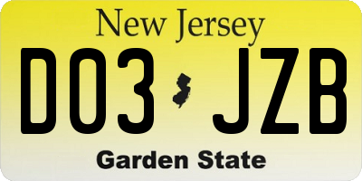 NJ license plate D03JZB