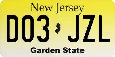 NJ license plate D03JZL