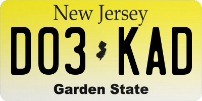 NJ license plate D03KAD