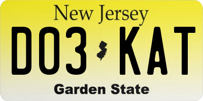 NJ license plate D03KAT