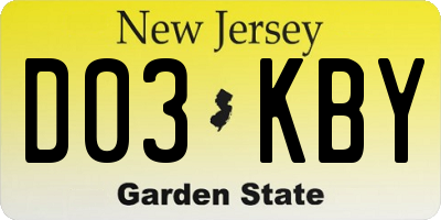 NJ license plate D03KBY