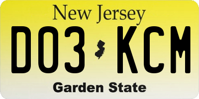 NJ license plate D03KCM
