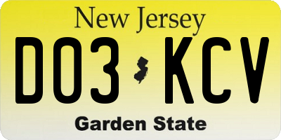 NJ license plate D03KCV