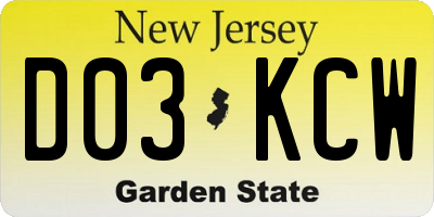 NJ license plate D03KCW