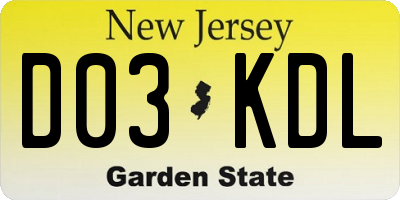 NJ license plate D03KDL
