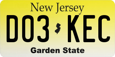 NJ license plate D03KEC