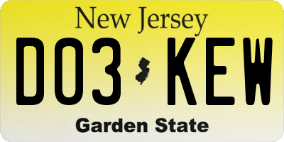 NJ license plate D03KEW