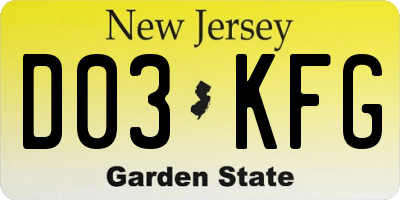 NJ license plate D03KFG