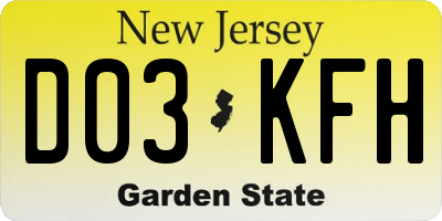 NJ license plate D03KFH