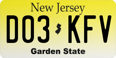 NJ license plate D03KFV