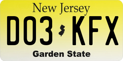 NJ license plate D03KFX