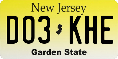 NJ license plate D03KHE
