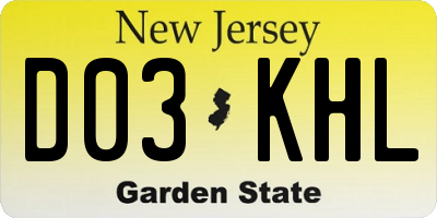 NJ license plate D03KHL