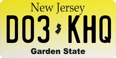 NJ license plate D03KHQ
