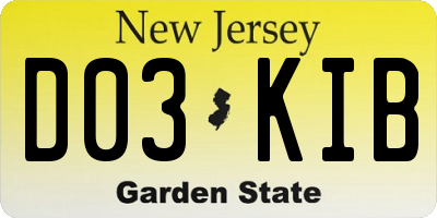 NJ license plate D03KIB