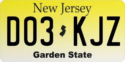 NJ license plate D03KJZ
